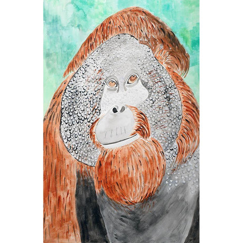 Bornean Orangutan Black Modern Wood Framed Art Print with Double Matting by Derr, Wynn