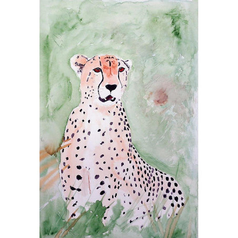 Cheetah White Modern Wood Framed Art Print by Derr, Wynn