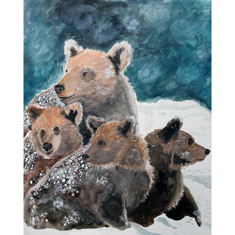 Frosty Bear Family White Modern Wood Framed Art Print by Derr, Wynn