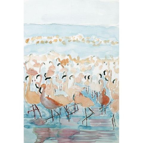 Lesser Flamingos Black Modern Wood Framed Art Print with Double Matting by Derr, Wynn