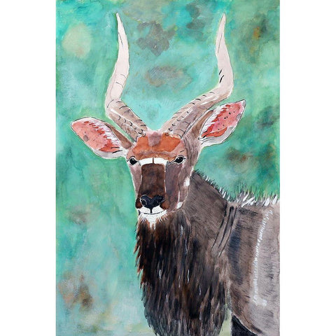 Nyala Bull White Modern Wood Framed Art Print by Derr, Wynn