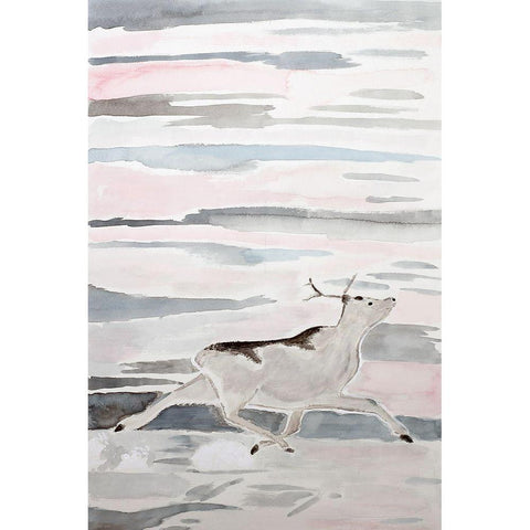 Peary Caribou White Modern Wood Framed Art Print by Derr, Wynn