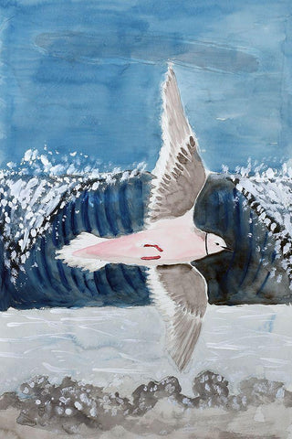 Rosss Gull White Modern Wood Framed Art Print with Double Matting by Derr, Wynn