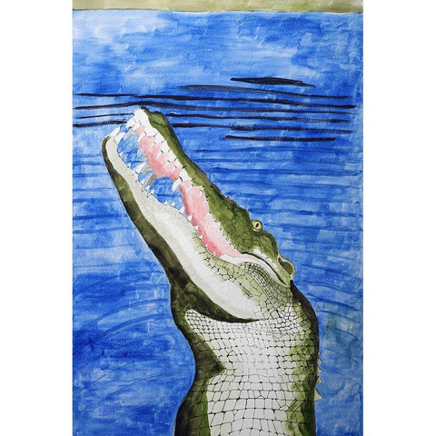 Saltwater Crocodile White Modern Wood Framed Art Print by Derr, Wynn