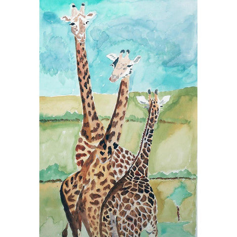 Southern Giraffes Gold Ornate Wood Framed Art Print with Double Matting by Derr, Wynn