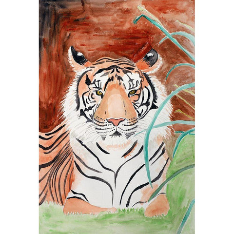 Sumatran Tiger White Modern Wood Framed Art Print by Derr, Wynn