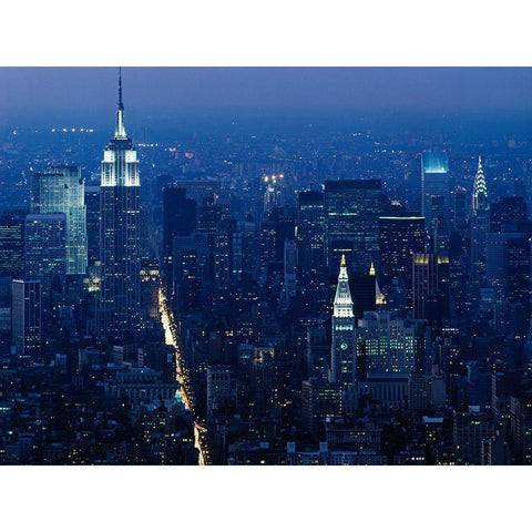 Empire State Building at night-New York White Modern Wood Framed Art Print by Highsmith, Carol