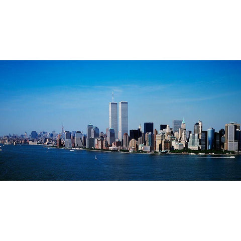 Aerial View Of New York City Gold Ornate Wood Framed Art Print with Double Matting by Highsmith, Carol