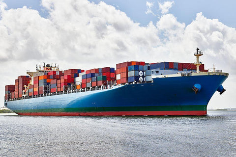 A Massive Container Ship-Savannah River-Savannah-Georgia Black Ornate Wood Framed Art Print with Double Matting by Highsmith, Carol