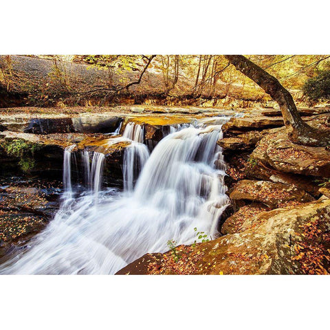 Dunloup Falls Thurmond-Fayette County-West Virginia White Modern Wood Framed Art Print by Highsmith, Carol