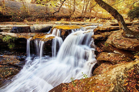 Dunloup Falls Thurmond-Fayette County-West Virginia Black Ornate Wood Framed Art Print with Double Matting by Highsmith, Carol