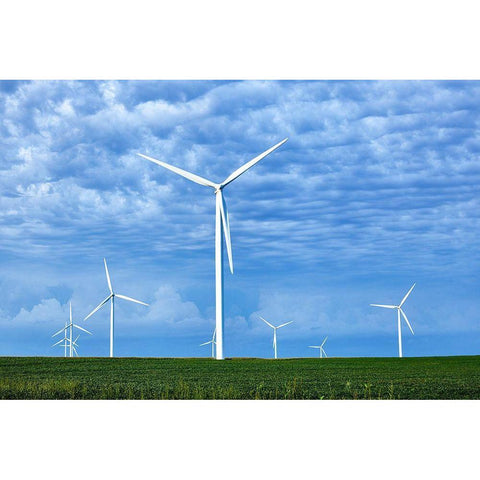 Wind Farms in Franklin County-Iowa White Modern Wood Framed Art Print by Highsmith, Carol