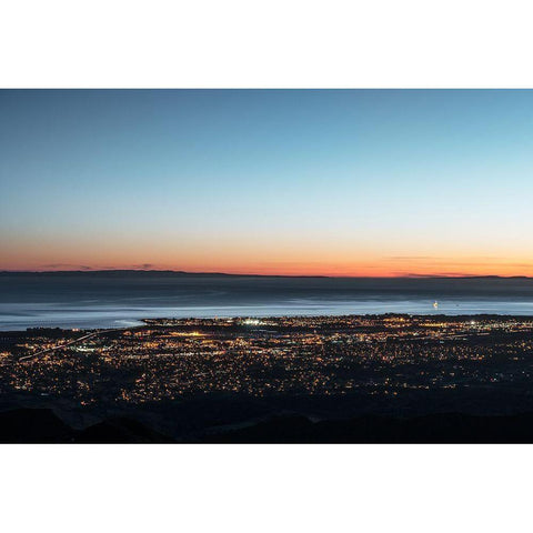 Dusk shot of Santa Barbara-California-and the Pacific shore Black Modern Wood Framed Art Print with Double Matting by Highsmith, Carol