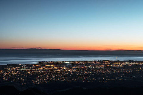 Dusk shot of Santa Barbara-California-and the Pacific shore Black Ornate Wood Framed Art Print with Double Matting by Highsmith, Carol