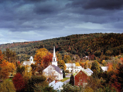 Autumn in New Englands Barnet-Vermont White Modern Wood Framed Art Print with Double Matting by Highsmith, Carol