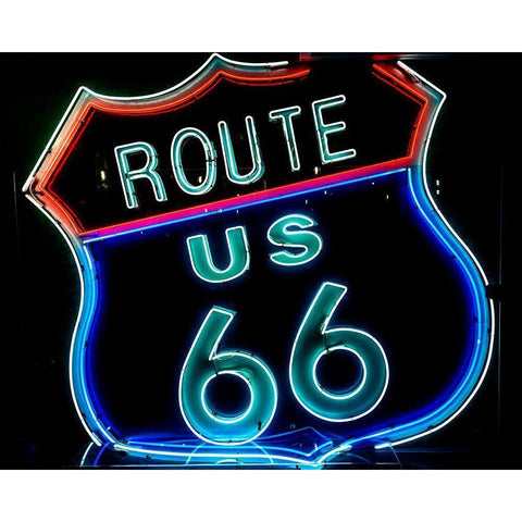 Route 66 neon sign Gold Ornate Wood Framed Art Print with Double Matting by Highsmith, Carol