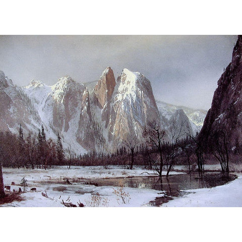 Cathedral Rock White Modern Wood Framed Art Print by Bierstadt, Albert