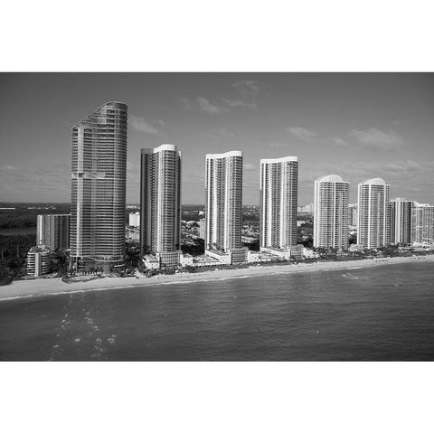 Aerial view of Miami Beach White Modern Wood Framed Art Print by Highsmith, Carol