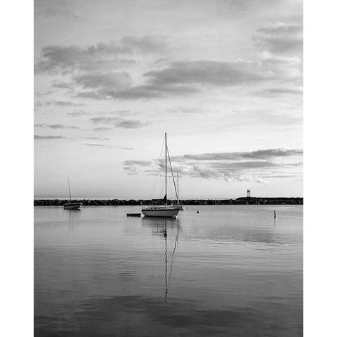 Sunset off the shore of Block island-Rhode Island Black Modern Wood Framed Art Print with Double Matting by Highsmith, Carol