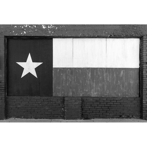 Texas flag-painted on boarded-up window Black Modern Wood Framed Art Print with Double Matting by Highsmith, Carol