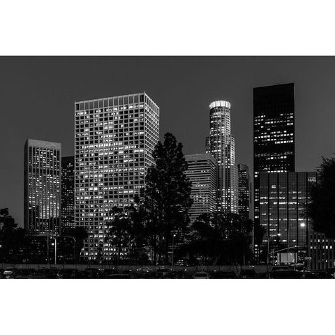 Central Los Angeles-California-at night White Modern Wood Framed Art Print by Highsmith, Carol