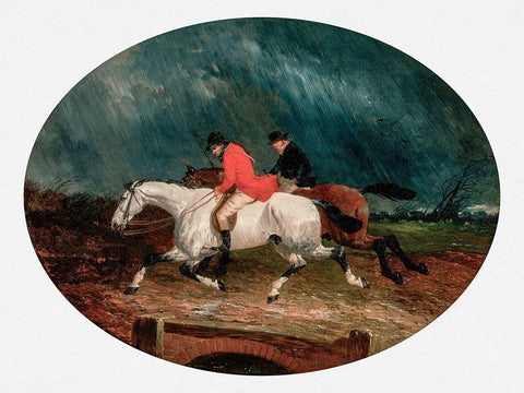 Returning from the Hunt Black Ornate Wood Framed Art Print with Double Matting by Herring, John Frederick