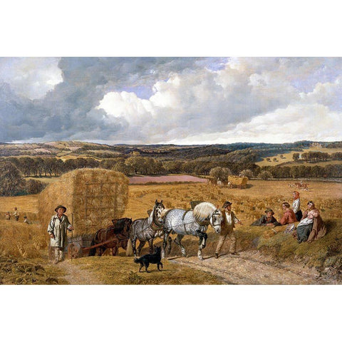 Harvest White Modern Wood Framed Art Print by Herring, John Frederick