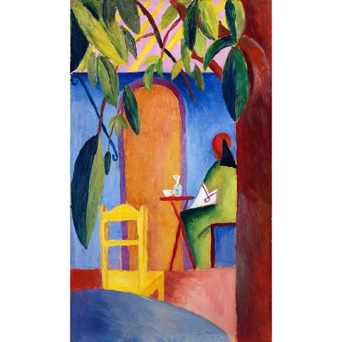 Turkisches Cafe White Modern Wood Framed Art Print by Macke, August