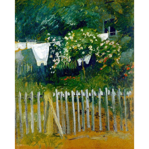 Laundry in the garden in Kandern Black Modern Wood Framed Art Print with Double Matting by Macke, August