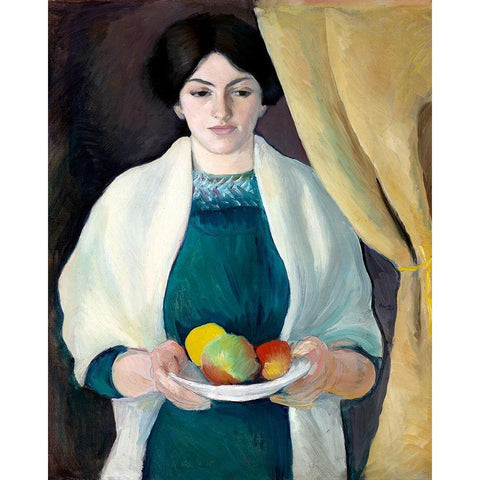 Portrait of the Artists Wife Gold Ornate Wood Framed Art Print with Double Matting by Macke, August