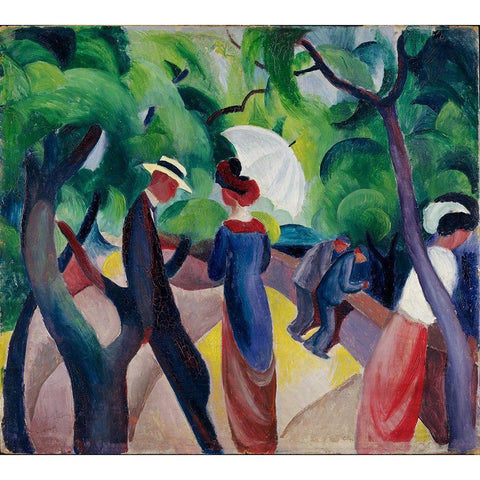 Promenade Gold Ornate Wood Framed Art Print with Double Matting by Macke, August