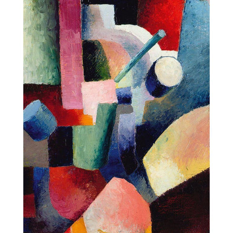 Colored Composition of Forms White Modern Wood Framed Art Print by Macke, August