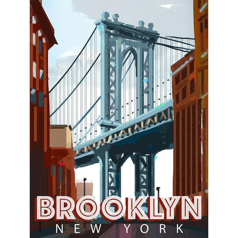 Brooklyn Black Modern Wood Framed Art Print with Double Matting by East Coast Licensing