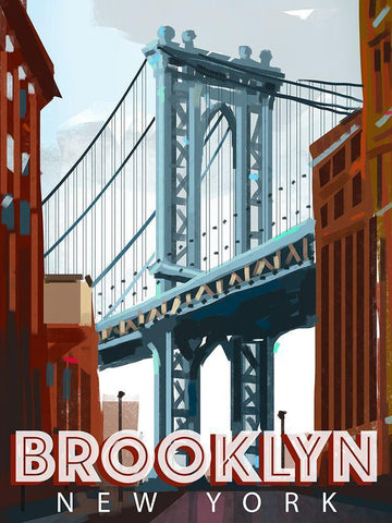 Brooklyn White Modern Wood Framed Art Print with Double Matting by East Coast Licensing