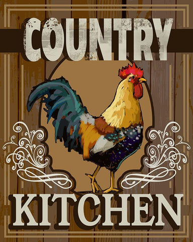 Country Kitchen Black Ornate Wood Framed Art Print with Double Matting by East Coast Licensing