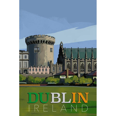 Dublin-Ireland Black Modern Wood Framed Art Print with Double Matting by East Coast Licensing