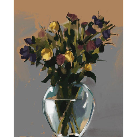 Flowers Black Modern Wood Framed Art Print with Double Matting by East Coast Licensing