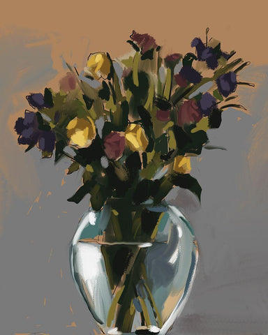 Flowers White Modern Wood Framed Art Print with Double Matting by East Coast Licensing