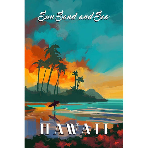 Hawaii Black Modern Wood Framed Art Print with Double Matting by East Coast Licensing