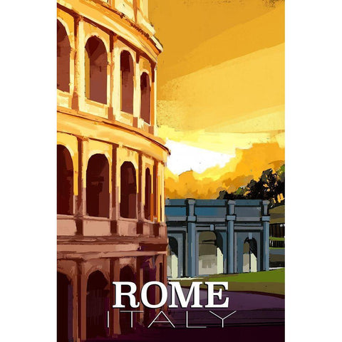 Rome Italy Gold Ornate Wood Framed Art Print with Double Matting by East Coast Licensing