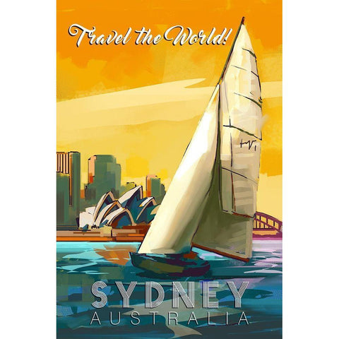 Sydney Australia Gold Ornate Wood Framed Art Print with Double Matting by East Coast Licensing