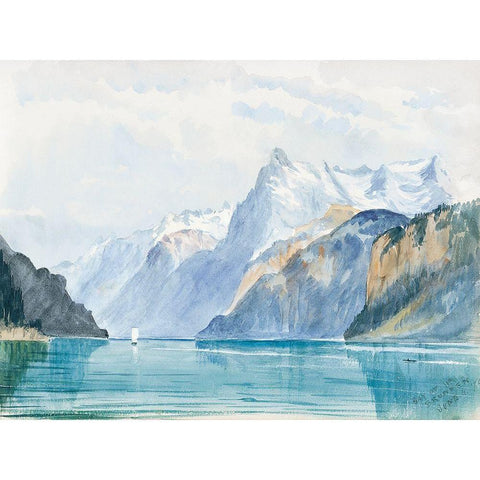 Bay of Uri-Brunnen from Switzerland White Modern Wood Framed Art Print by Sargent, John Singer