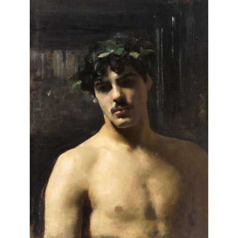 Man Wearing Laurels White Modern Wood Framed Art Print by Sargent, John Singer