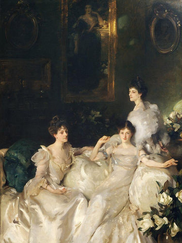 The Wyndham Sisters Black Ornate Wood Framed Art Print with Double Matting by Sargent, John Singer