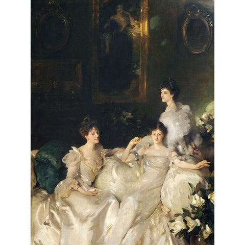 The Wyndham Sisters Gold Ornate Wood Framed Art Print with Double Matting by Sargent, John Singer