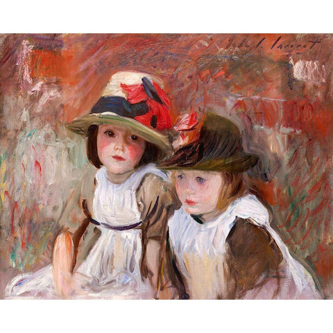 Village Children Gold Ornate Wood Framed Art Print with Double Matting by Sargent, John Singer