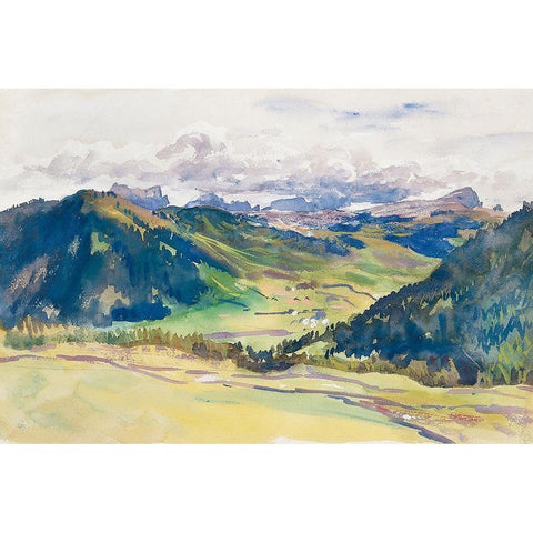 Open Valley-Dolomites White Modern Wood Framed Art Print by Sargent, John Singer