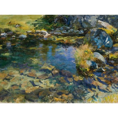 Alpine Pool Black Modern Wood Framed Art Print with Double Matting by Sargent, John Singer