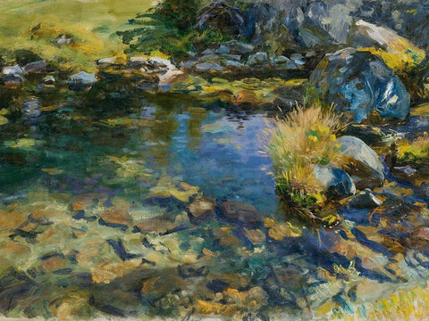 Alpine Pool White Modern Wood Framed Art Print with Double Matting by Sargent, John Singer