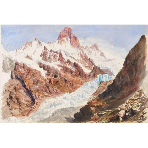 Schreckhorn-Eismeer from Splendid Mountain Watercolours Sketchbook Black Modern Wood Framed Art Print with Double Matting by Sargent, John Singer